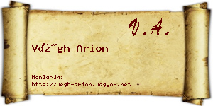Végh Arion névjegykártya