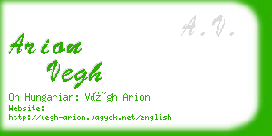 arion vegh business card